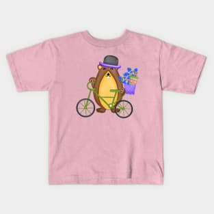 Cute groundhog with bicycle. Kids T-Shirt